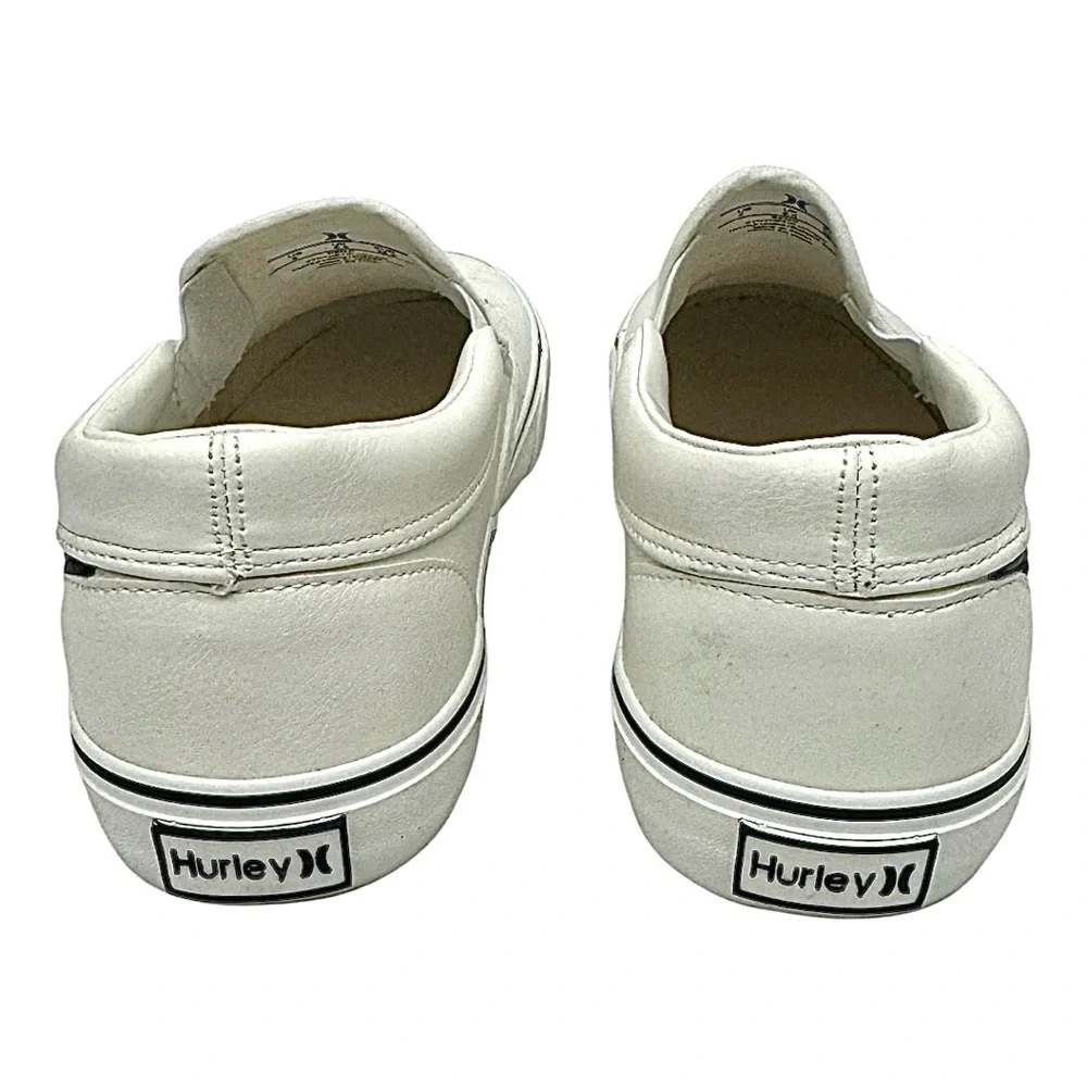 Hurley Youth White Leather Slip On Sneakers New Size 6 Medium Pre-Owned